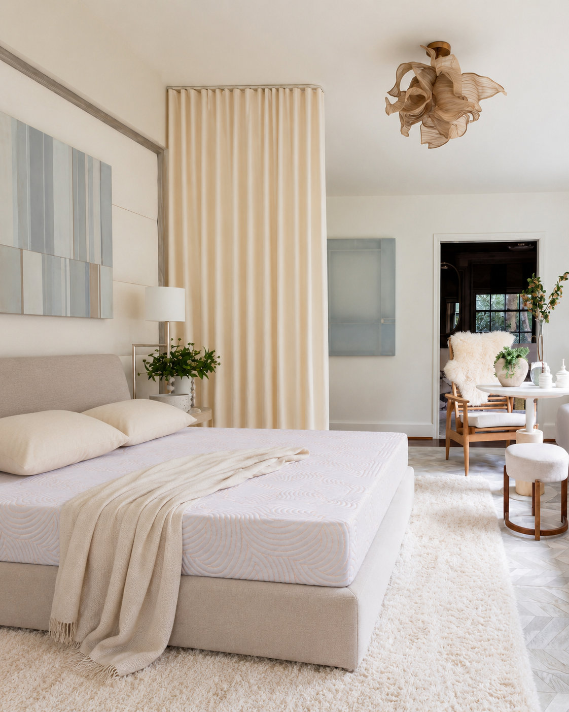 Feliz 6-inch mattress in a calm bedroom